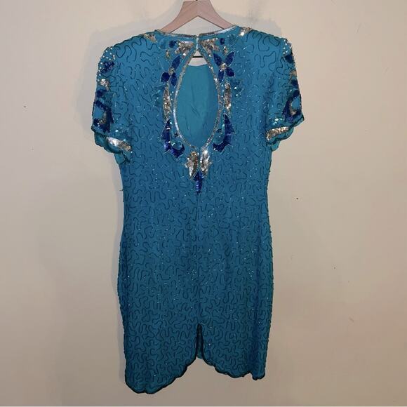 VNTG LESLIE FAY EVENINGS silk beaded dress 16 - Picture 3 of 7